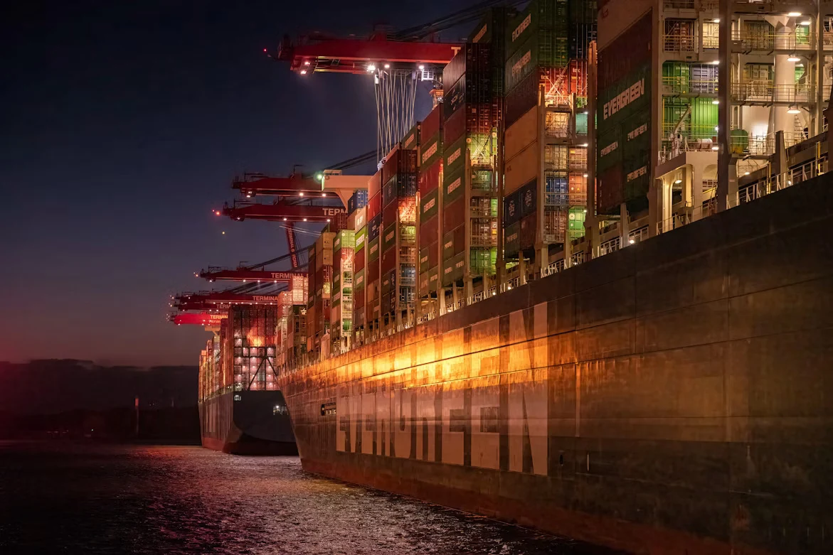 Container ship at sea